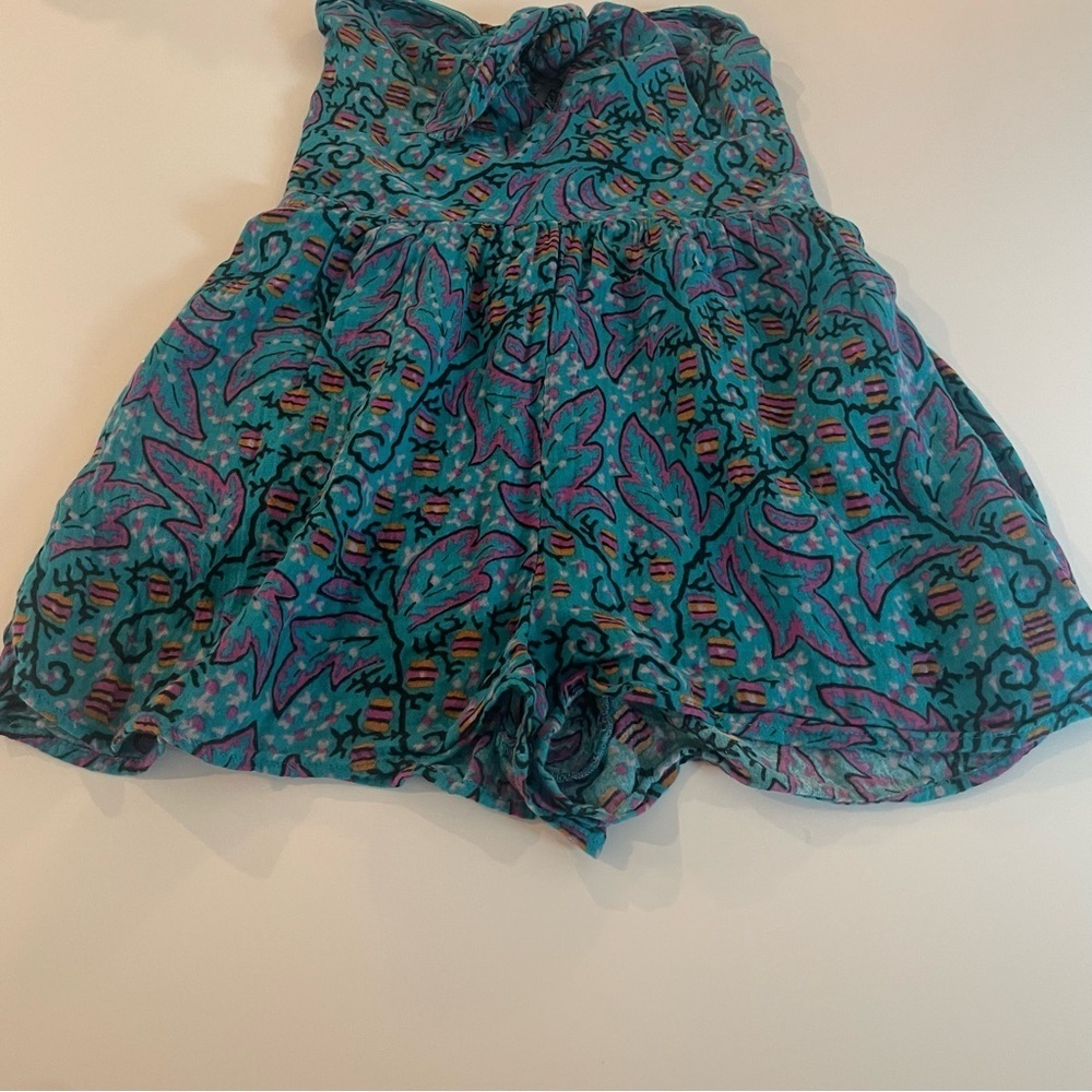 New! Anthropologie The Nixie Blue Floral Strapless Shorts Romper 27023 - Picture 4 of 9